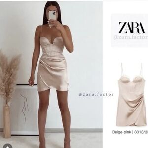 NWT Zara Satin effect corset dress sz S